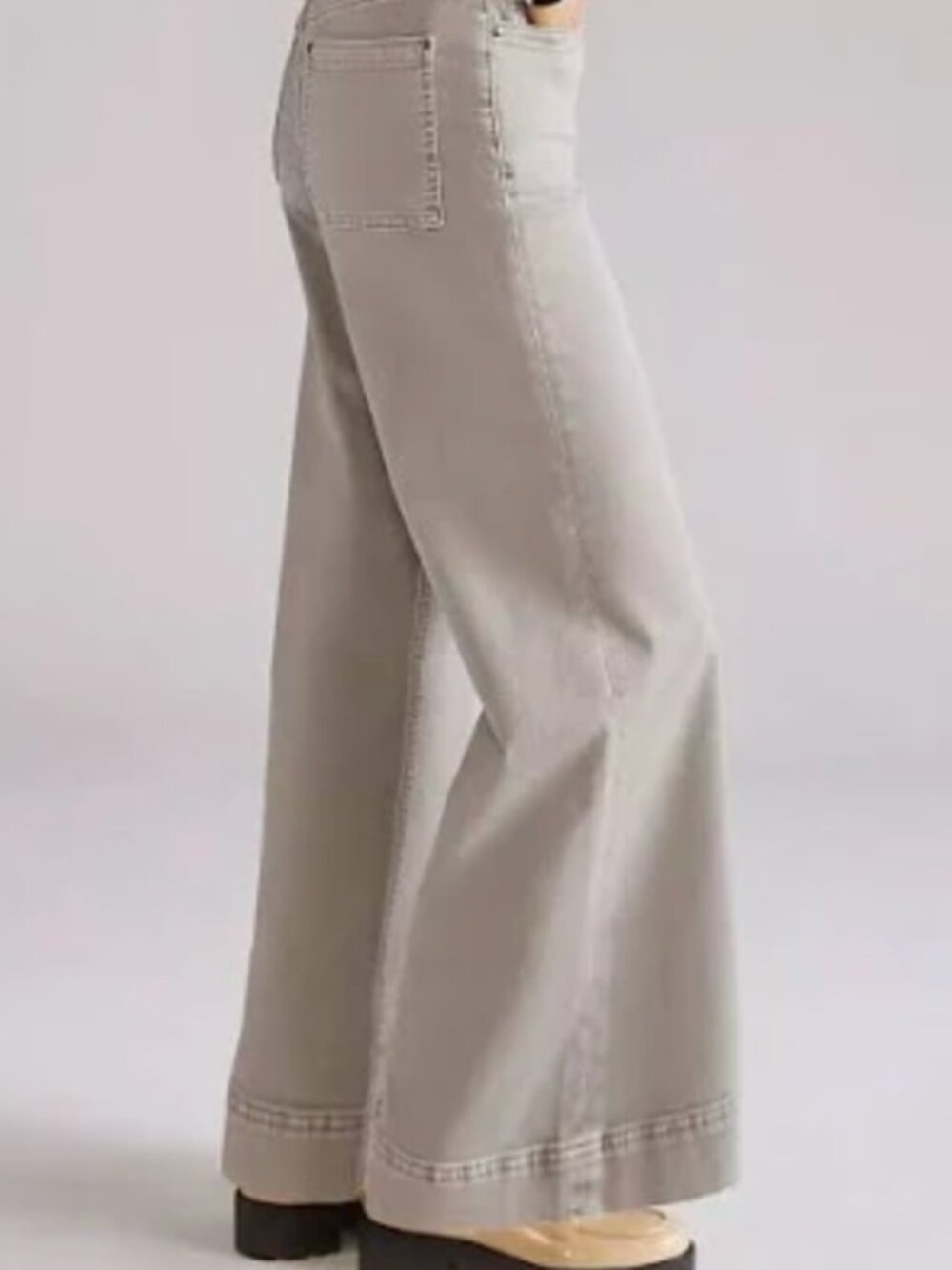 Maeve by Anthropologie Light Gray Wide-Leg High-Rise Pants